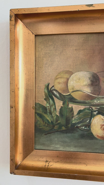Antique Original Fruit Still Life Oil Painting, Framed Kitchen Wall Art
