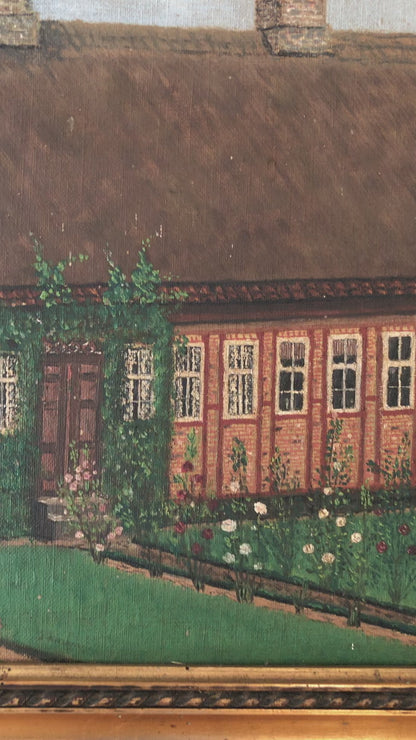 Vintage Original Oil Painting, Framed Cottage Wall Art