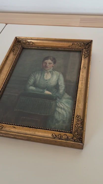 Pair of Antique Portrait Lithographics of a Gentleman and Lady, circa 1882