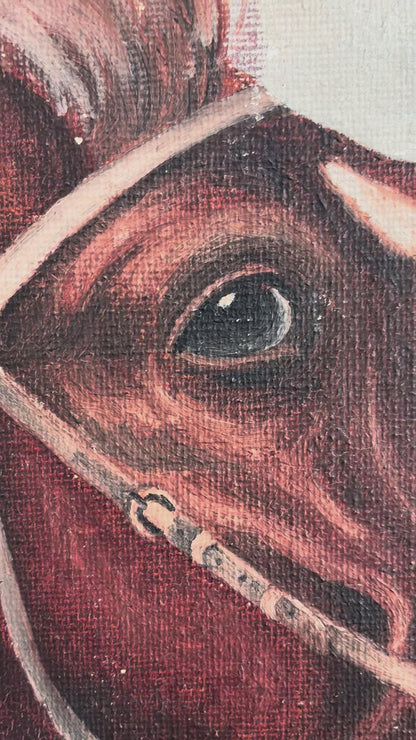 Vintage Signed Horse Portrait Oil Painting, 1936