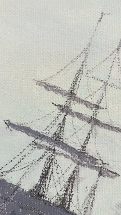 Vintage Original Seascape Oil Painting, Signed Sailing Ship Art video