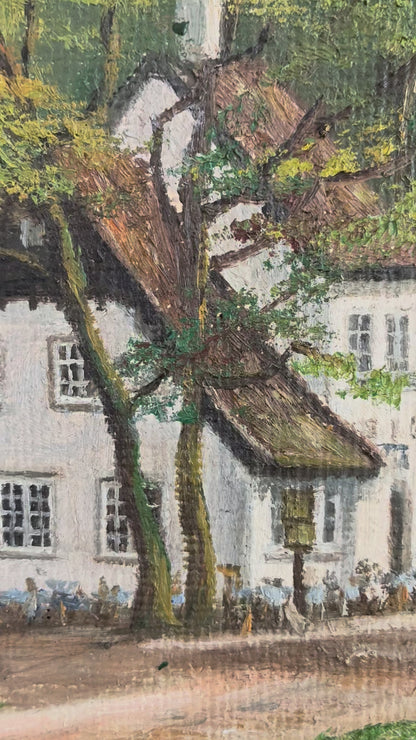 Vintage Signed Cottage Landscape Oil Painting