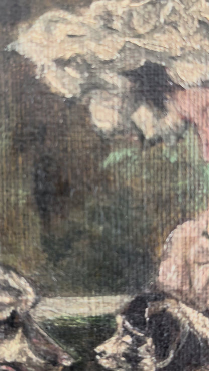 Antique Original Oil Painting, Framed Woman with Dogs Portrait, c.1880