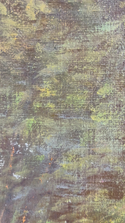 Vintage Original Oil Painting Forest Landscape