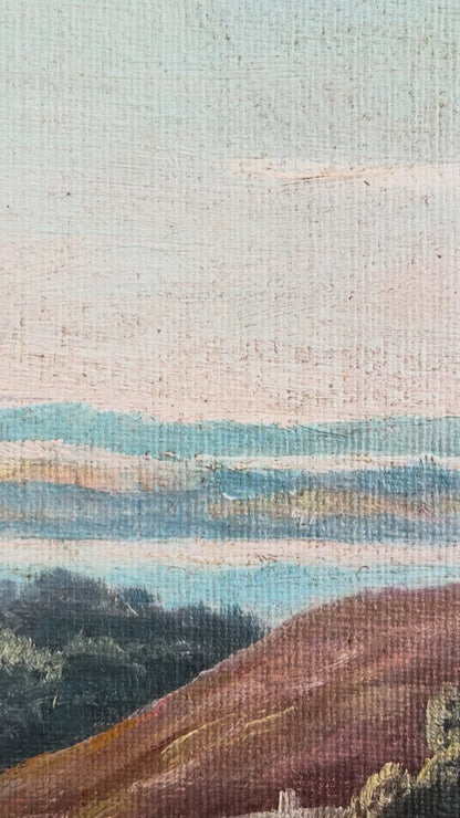 Vintage Signed Hills Landscape Oil Painting